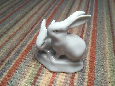 Buy Hollohaza Porcelain Rabbits Figurine Hungary Antique Vintage • 9.99£