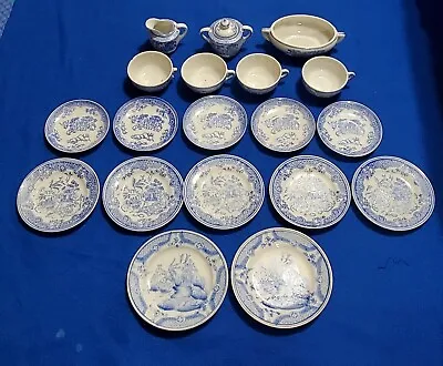 Buy Vintage Blue China Child's Miniature Play Tea Set 21 Pc Made In Japan • 47.42£