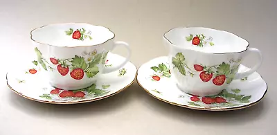 Buy Rosina China - Queen's - Virginia Strawberry -   Two  Breakfast Cups & Saucers • 28£