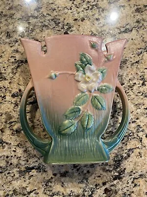 Buy 987-9 Roseville White Rose Pink Vintage Art Deco Pottery Ceramic Vase • 48.20£