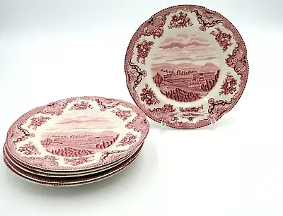 Buy 6 Johnson Brothers Old Britain Castles Pink 8  Salad Plates Chatsworth 1792 • 51.74£
