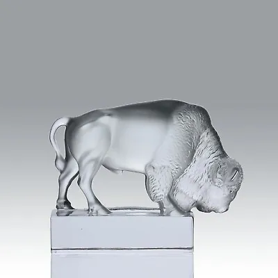 Buy 20th Century Clear Glass Sculpture Entitled  Bison Paperweight  By Lalique Glass • 375£
