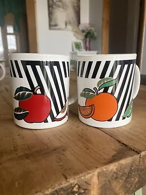 Buy 2 X 80’s Style Mugs Fruit Design Retro Staffordshire Tableware • 10£