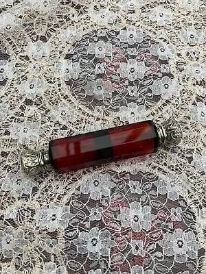Buy Antique/Victorian Double Ended Cranberry Glass Silver Topped Perfume Bottle • 55£