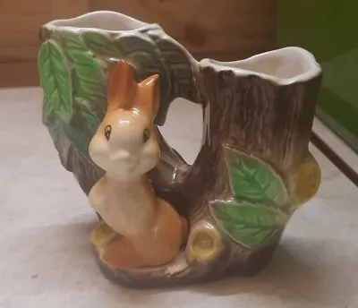 Buy 60's Vintage Hornsea Pottery Fauna Rabbit Bunny Tree Trunk Double Posy Vase No25 • 4.99£