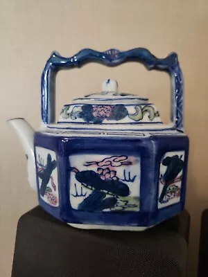 Buy Antique Small Chinese Porcelain Blue White Decorative Teapot Made In China • 28.35£