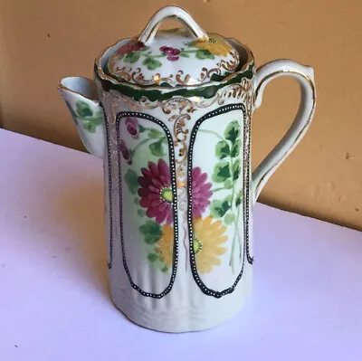 Buy Antique Nippon Handpainted Porcelain Teapot / Chocolate Pot Floral Pattern • 42.26£