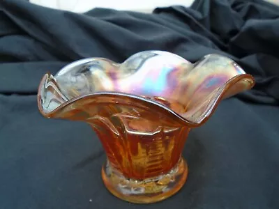 Buy Vintage Davidson Pressed Aber Carnival Glass Posy Vase And Frog • 10£
