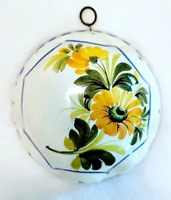 Buy Vintage CERAMICHE ABC BASSANO Hand Painted MOLD Italian Yellow Floral HANGING  • 16.36£
