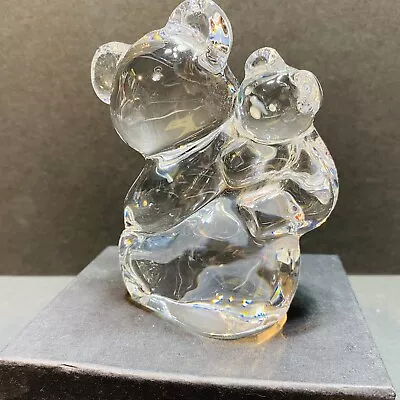 Buy Orrefors Signed Crystal Koala Bears Figurine Mama & Baby Sweden Art Glass 4.5” • 12.32£