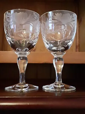 Buy 2 X Royal Brierley Crystal HONEYSUCKLE Large Wine Glasses 15cm • 29.99£