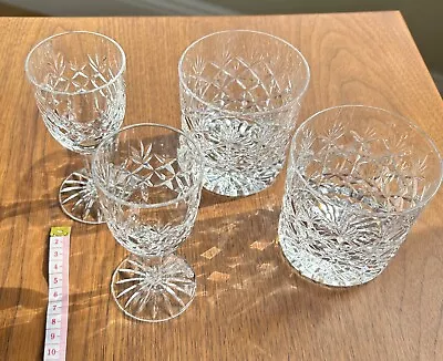 Buy Antique Cut Glass Set (x4) Sherry / Whisky Glass Tumbler Set • 28.50£
