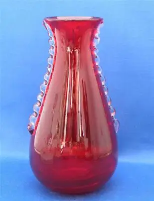 Buy WHITEFRIARS GLASS 1950s RUBY RED FLANGED VASE • 19.99£