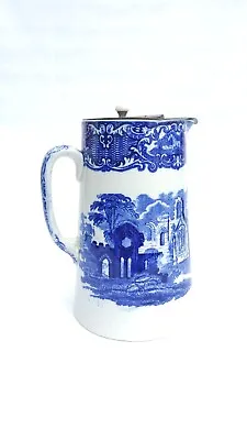 Buy Vintage George Jones & Sons Abbey 1790 Blue & White Hot Water Jug • 28£