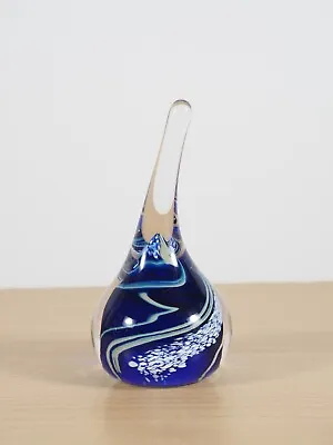 Buy Vintage Teardrop Glass Paperweight Blue And White Signed Topglass • 15.99£