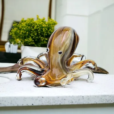 Buy Brown Baby Octopus Gift Glass Ornament Animal Figurine Hand Blown Home Decor • 19.99£