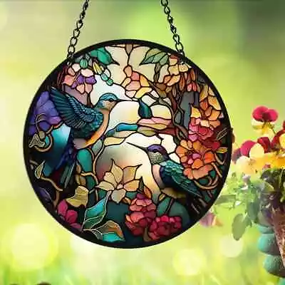 Buy Humming Bird Design Suncatcher Stained Glass Effect Home Decor Christmas Gift • 7.99£