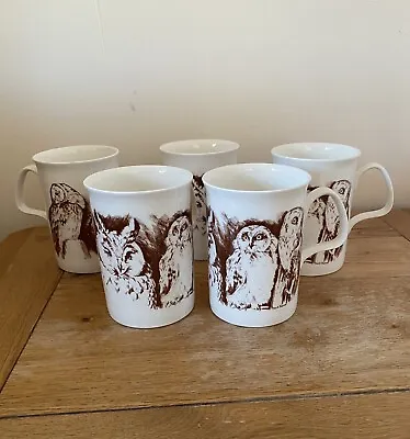 Buy Vintage Balfour Pottery Scotland China Owl Mugs Set Of 5 • 35£
