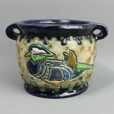 Buy Austrian Amphora Art Pottery Duck Design Lampina Vase C.1920 • 45£