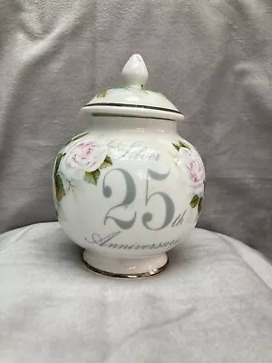 Buy Vintage Crown Bone China Trinket/Preserve Pot & Lid 25th  Wedding Anniversary • 25£