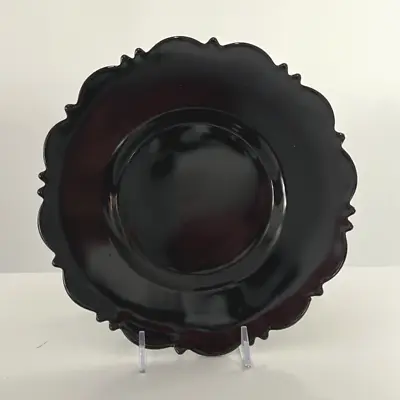 Buy Mt Pleasant Black Amethyst Glass 8 Inch  Round Luncheon Lunch Plate, L E Smith • 18.03£