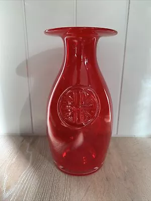 Buy Red Dartington Glass ‘Union Jack’ Vase/Carafe Hand Made 21cm Tall Pre Owned • 25£
