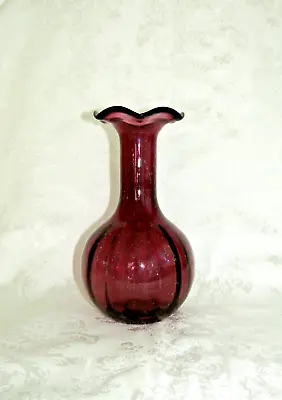 Buy Amethyst Glass With Controlled Bubbles Fluted 8.75” Vase • 23.98£