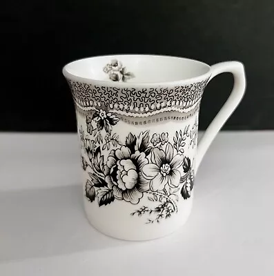 Buy Queens Kitchen Black Story Tonquin Fine Bone China Coffee Mug Cup Flowers Toile  • 9.44£