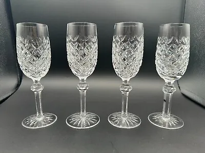 Buy Marvelous Set Of 4 WATERFORD CRYSTAL Powerscourt Fluted Champagne Glasses, Mint • 425.97£