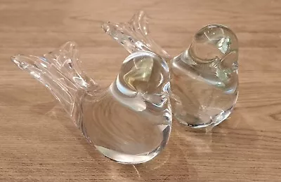 Buy Clear Glass Small Birds Figurine Bundle X 2 Ornament Art Glass Paperweight • 9.99£