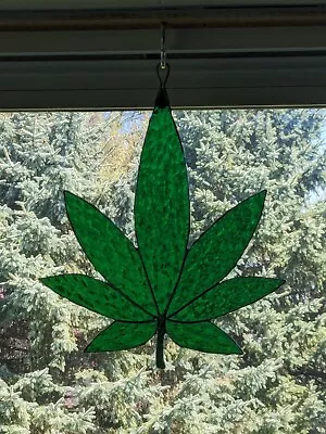 Buy Hand Made Stained Glass Marijuana Leaf Stoner Decor  • 24.11£