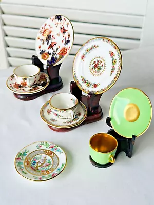Buy COALPORT Lot (3 Sets) Miniatures - Ming Rose, Hong Kong, Green & Gold  + PLATE! • 95.55£