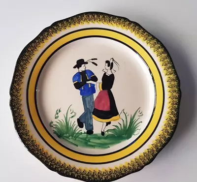 Buy Vintage Henriot Quimper France Pottery Plate Hand Painted Breton Dancers • 27.99£