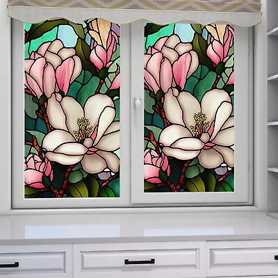 Buy Flower Stained Glass Window Film Non-adhesive Privacy Window Film Sticker Decors • 9.99£