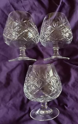 Buy 3 X Royal Doulton Juliette ??Cut Crystal Brandy/Cognac Glasses • 14£