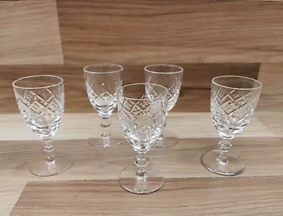 Buy 5 X Vintage Crystal Glass Sherry / Port Glasses • 14.99£