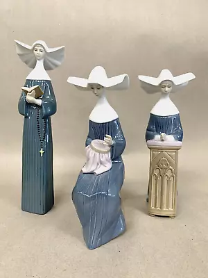 Buy LLadro Spain Figurines Set Of 3 Nuns Prayerful Moment Time To Sew Meditation • 384.22£