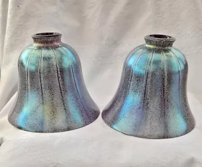 Buy Two Heron Glass Light / Lamp Shades - Wide Bell - Lilac - Hand Blown In Cumbria • 54.50£