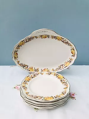 Buy Grindley Marlborough “Royal Petal” X 6 Vintage Side Plates & Serving Plate￼ 🌻 • 10.85£