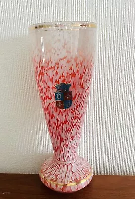 Buy Vintage Classic Rare Pink White Gold French Mottled Glass Vase Labelled • 17.95£