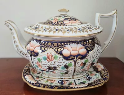 Buy New Hall Porcelain Antique Teapot And Stand Imari Pattern 1411 C. 1825-20 • 75£