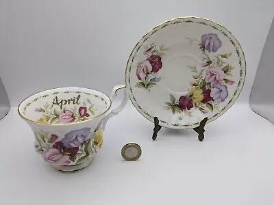 Buy Royal Albert Flower Of The Month April Sweet Pea -  Teacup & Saucer Set 1970 • 12.95£