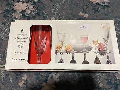 Buy Vintage Retro 1970s Luminarc Flamenco Boxed Set Of Six Stem Drinks Glasses • 15£
