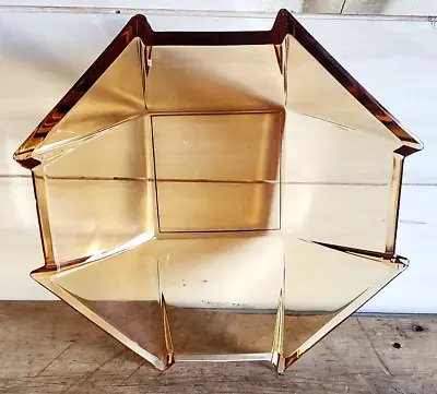 Buy Art Deco Fostoria Glass George Sakier Amber Yellow 10  Geometric Bowl • 15.34£