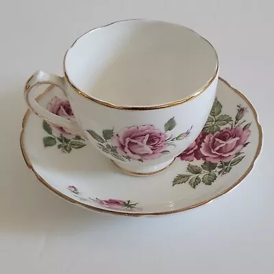 Buy Duchess Bone China Tea Cup And Saucer Rose Print Made In England Gold Rim Accent • 13.26£