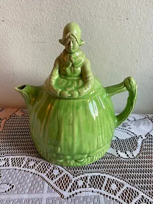 Buy Vintage Art Deco Arthur Wood Dutch Lady Green Ceramic Teapot 1954 • 50£