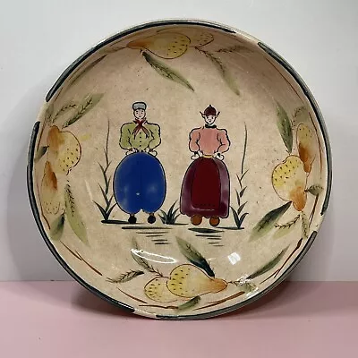 Buy Quimper Faience Bowl Hand Painted Old French Dutch Folk Art 10” France • 66.38£