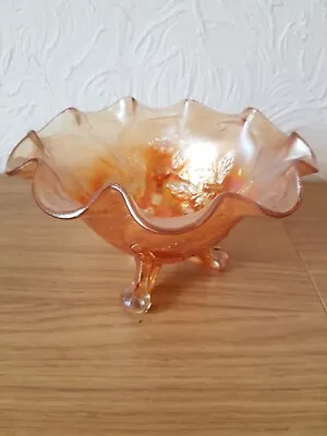 Buy VINTAGE CARNIVAL GLASS FLUTED DISH H.12cms Dia 19cms • 15£
