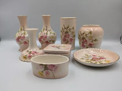 Buy 8 Pc Vintage Palissy Bud Vases Trinket Box Royal Worcester Spode Lot Vanity Ware • 20£