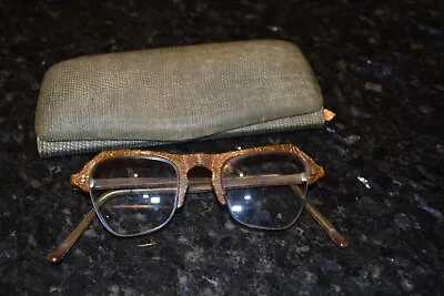 Buy Vintage 1930s 1940s Spectacles Glasses, Small, Golden Celluloid Half Frame. • 25£